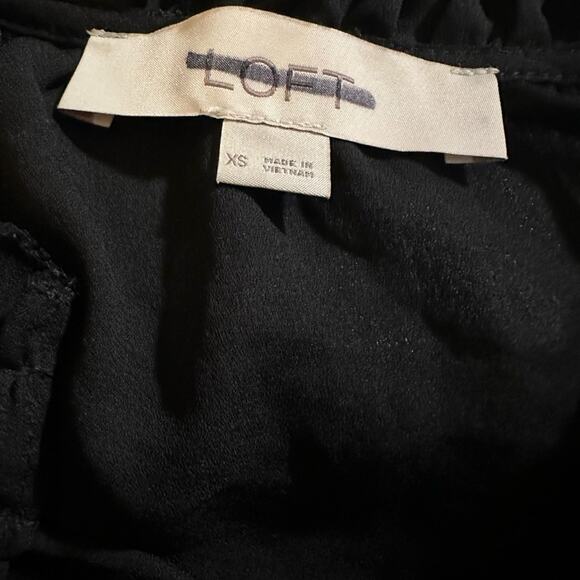 LOFT Black Long Sleeve Smocked Tie Neck Peplum Blouse, Size XS, NWOT - Picture 3 of 3